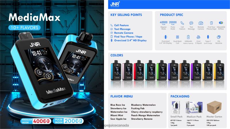 JNR MediaMax 40k Puff Sour Apple Ice 86084D20 - Vape at Discounts