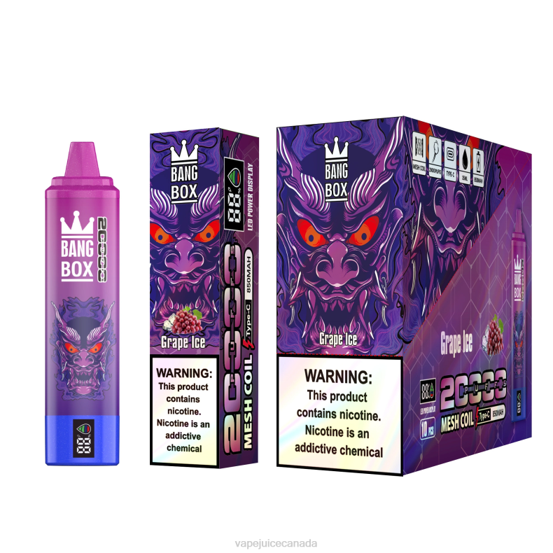 Vape Canada - Bang Box 20000 Puffs Smart Screen Grape Ice DL8861