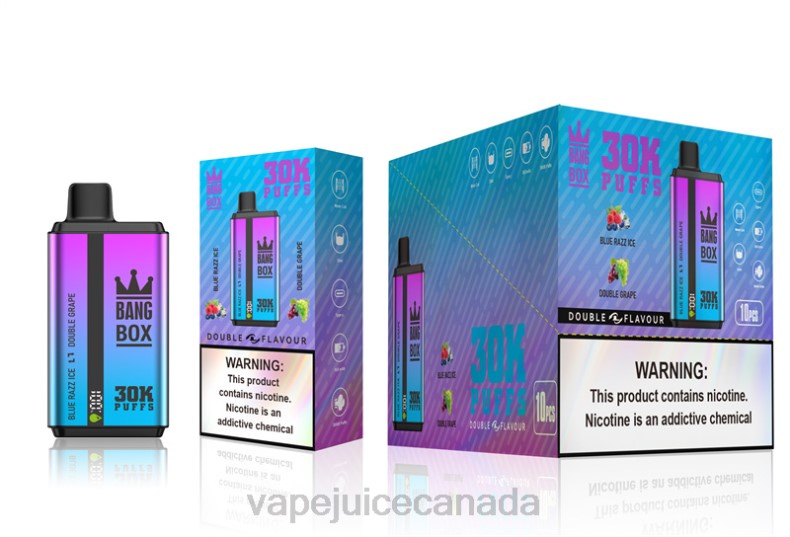 Vape Juice - Bang Box 30000 Puffs Dual Flavors Blue Razz Ice & Double Grape DL8872