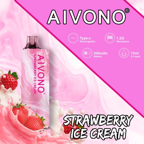 Vape Disposable Canada - Aivono AIM GUN 7000 Strawberry Ice Cream J24Z105