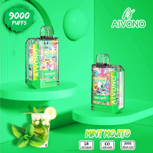 Vape Disposable Canada - Aivono AIM XXL 9000 Mouth Sticker Transparent Mint Mojito J24Z55