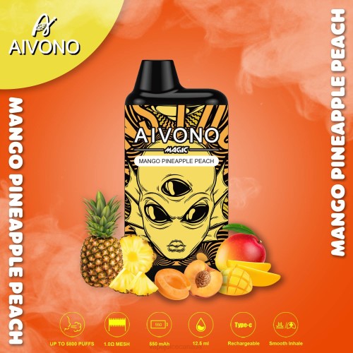 Vape Pen - Aivono AIM MAGIC 5800 Mouth Box Cigarette Mango Pineapple Peach J24Z88